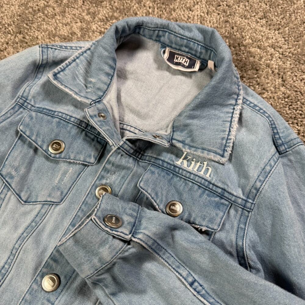 Kith Kids Centre Denim Jean Jacket 8/9 Light Wash Snap Buttons Embroidered